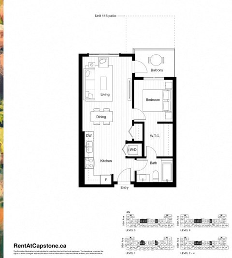 A floor plan for a unit at RentAtCapstone.ca.